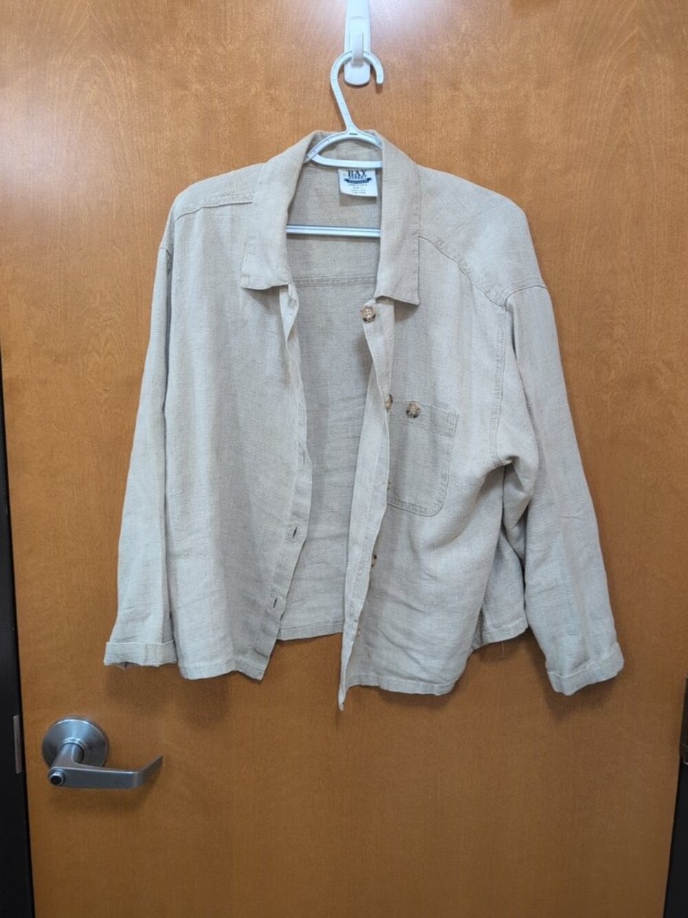Bay Street Clothing Co Shirt Womens L Beige Long Sleeve Button Up Vintage USA - Picture 7 of 10
